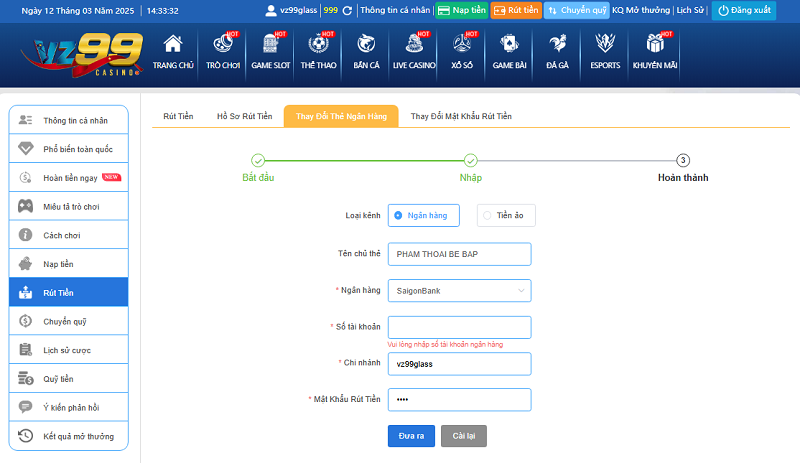 Hướng dẫn rút tiền VZ99 về tài khoản phút chốc 9 Cách rút tiền VZ99 về tài khoản phút chốc